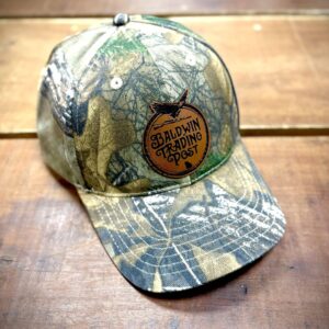 camo hat with leather patch