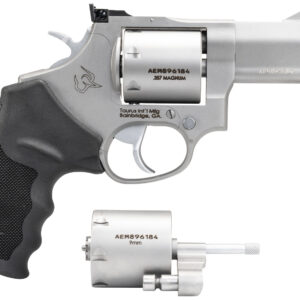 Taurus 2-692039 692 Medium 38 Special +P/357 Mag/9mm Luger 7 Shot 3" Matte Stainless Ported Barrel, Cylinder & Frame, Black Ribber Grip, Transfer Bar Safety, Exposed Hammer, 2 Cylinders