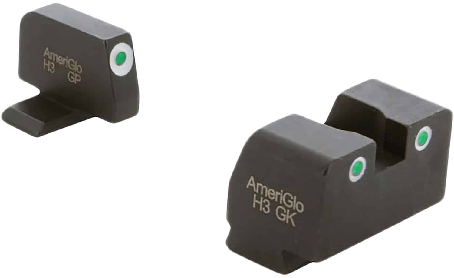 AmeriGlo XD181 Optic Compatible Sight Set for Springfield Armory XD Green Tritium White Outline Front Sight-Green Tritium White Outline Rear Sight