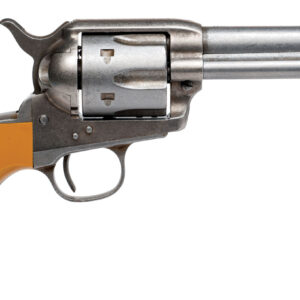 Cimarron RS410 Hollywood Series Rooster Shooter 45 Colt (LC) 6 Shot, 4.75" Trail Worn Blued Steel Barrel, Cylinder & Frame, Wide Front Sight, Aged-Looking Orange Finger Grooved Grip