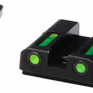 HiViz GLN325 LiteWave H3 Sight Set for Glock Green Tritium White Outline Front Sight-Green Fiber Optic Rear Sight