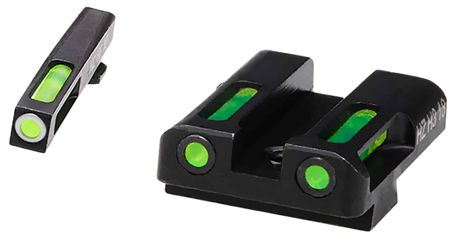 HiViz GLN325 LiteWave H3 Sight Set for Glock Green Tritium White Outline Front Sight-Green Fiber Optic Rear Sight