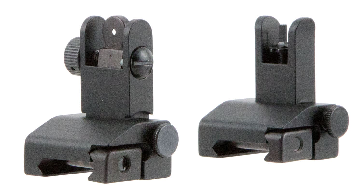 TacFire IS002 Pop Up Iron Sights/Spring Loaded Black Anodized Flip Up for AR-Platform