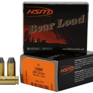 HSM 10MM9N20 Bear Load 10mm Auto 200 gr Lead Round Nose Flat Point 20 Per Box/ 20 Case