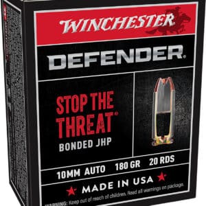 Winchester Ammo S10MMPDB Defender 10mmAuto 180gr Bonded Jacket Hollow Point 20 Per Box/10 Case