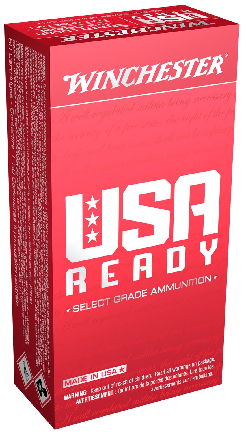 Winchester Ammo RED9 USA Ready 9mmLuger 115gr Full Metal Jacket Flat Nose 50 Per Box/10 Case