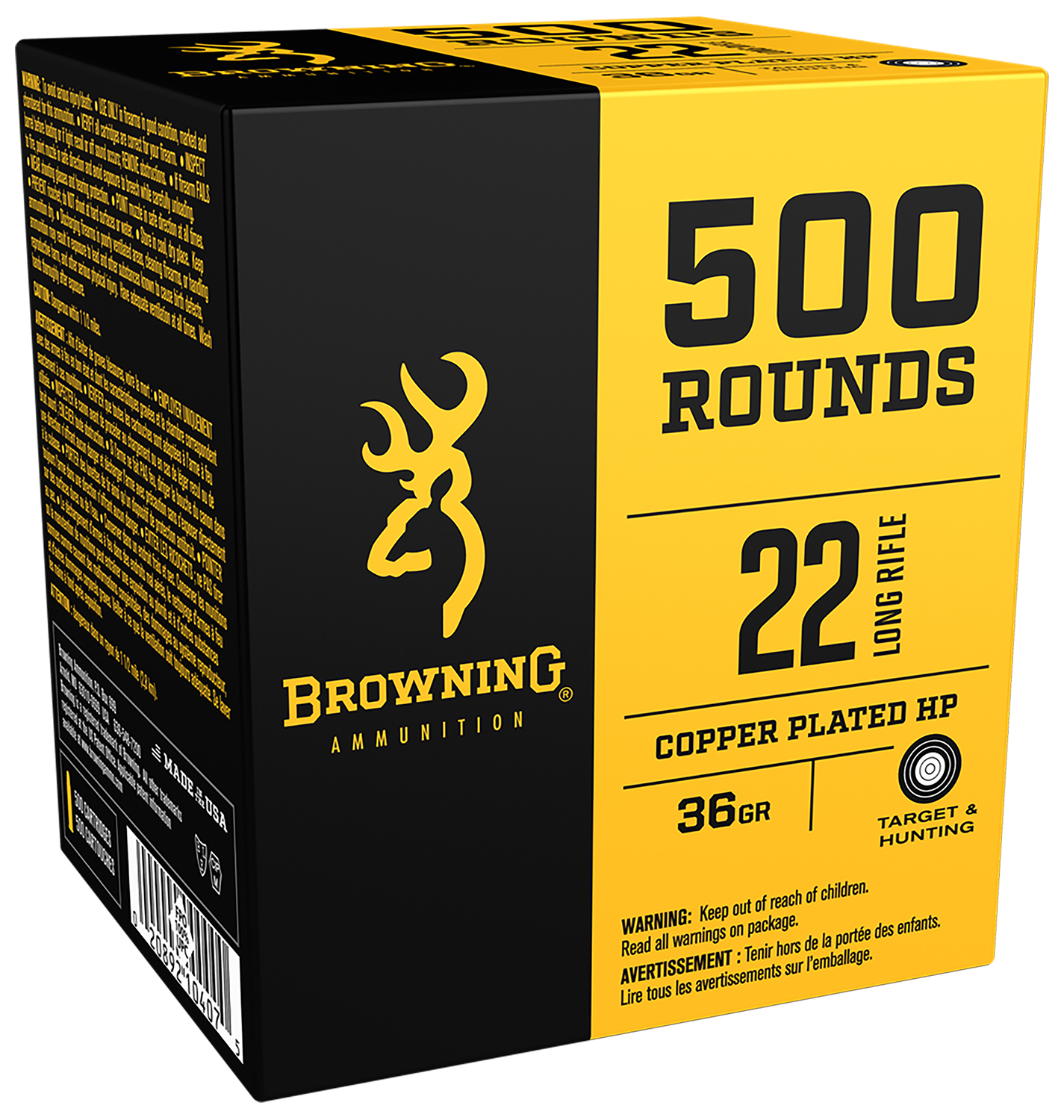 Browning Ammo B194122000 BPR Performance Rimfire  22 LR 36 gr Plated Hollow Point 500 Per Box/ 4 Cs