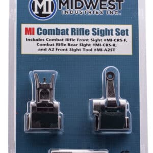Midwest Industries MICRSSET Combat Rifle Sight Set  Black Flip Up Front & Rear for AR-15, M16, M4