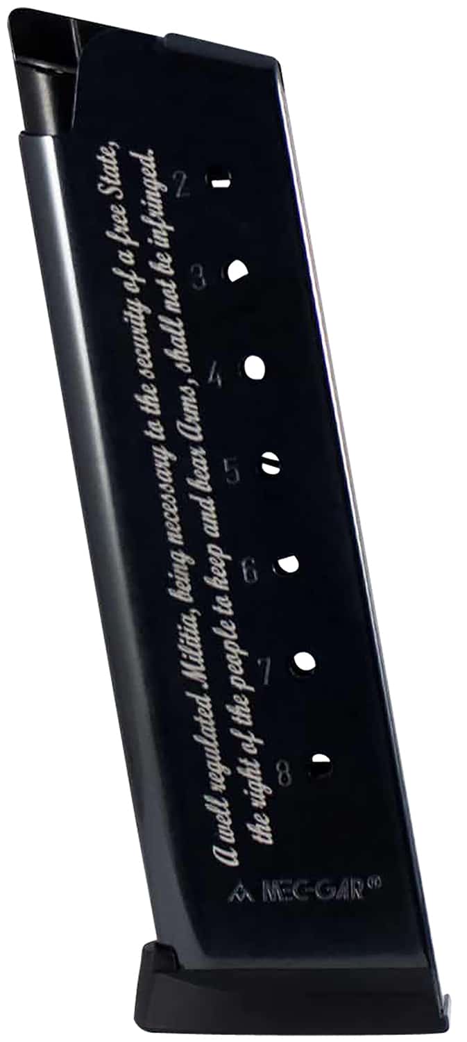 Mec-Gar MGCG45082A Standard 8rd 45 ACP Fits 1911 Government Blued w.2nd Amendment Engraving Carbon Steel