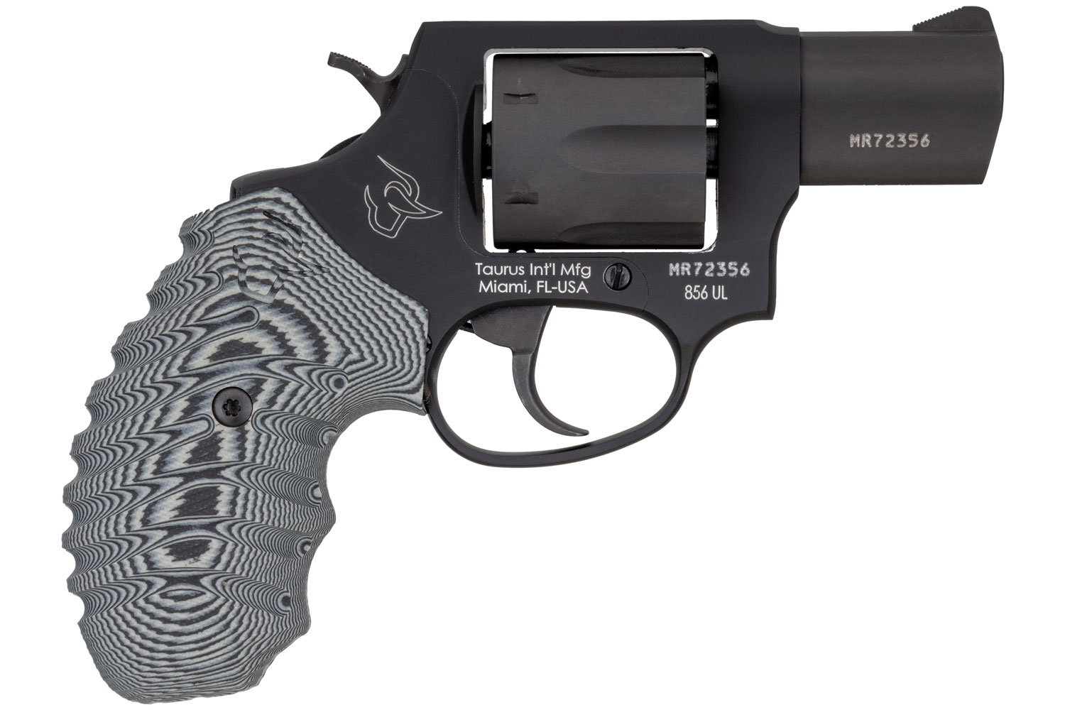 Taurus 2856021ULVZ13 856 Ultra-Lite 38 Special +P Caliber with 2" Matte Black Finish Barrel, 6rd Capacity Matte Black Finish Cylinder, Matte Black Anodized Finish Aluminum Frame & Gray VZ Cyclone Grip