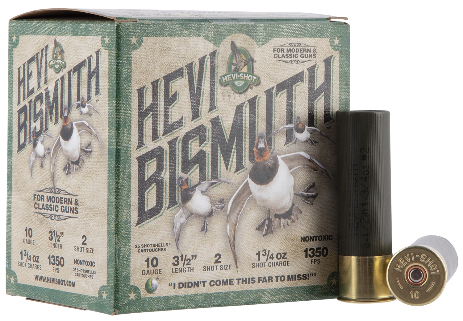 HEVI-Shot HS15502 HEVI-Bismuth 10Gauge 3.50" 1 3/4oz Bismuth 2Shot 25 Per Box/10 Case