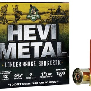 HEVI-Metal HS38702 HEVI-Metal Longer Range 12Gauge 2.75" 1 1/8oz 2Shot 25 Per Box/10 Case