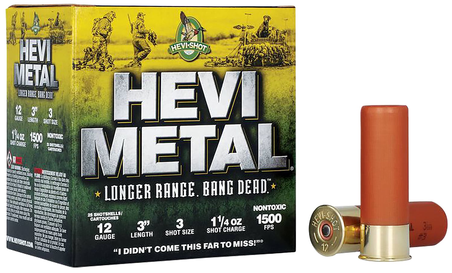 HEVI-Metal HS38003 HEVI-Metal Longer Range 12Gauge 3" 1 1/4oz 3Shot 25 Per Box/10 Case