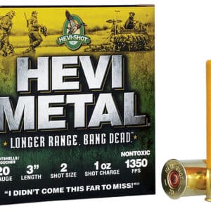 HEVI-Metal HS39002 HEVI-Metal Longer Range 20Gauge 3" 1oz 2Shot 25 Per Box/10 Case