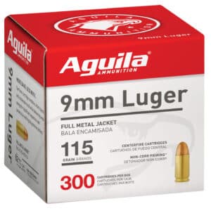 Aguila 1E097700   9mm Luger 115gr Full Metal Jacket 300 Per Box/4 Case