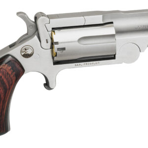 North American Arms 22MR Ranger II 22 WMR 5 Shot 1.63" Satin Stainless Steel Barrel & Frame, Stainless Cylinder, Rosewood Birdshead Grip, Exposed Hammer