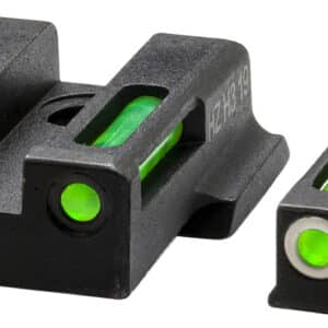 HiViz EZN321 LiteWave H3 Sight Set for S&W EZ380 Green Tritium White Outline Front Sight-Green Fiber Optic Rear Sight