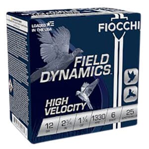 Fiocchi 12HV6 Field Dynamics High Velocity 12Gauge 2.75" 1 1/4oz 6Shot 25 Per Box/10 Case