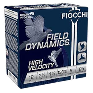 Fiocchi 12HV9 Field Dynamics High Velocity 12Gauge 2.75" 1 1/4oz 9Shot 25 Per Box/10 Case