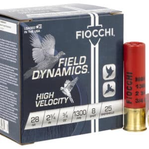 Fiocchi 28HV8 Field Dynamics High Velocity 28Gauge 2.75" 3/4oz 8Shot 25 Per Box/10 Case