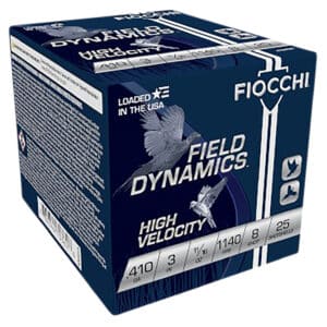 Fiocchi 410HV8 Field Dynamics High Velocity 410Gauge 3" 11/16oz 8Shot 25 Per Box/10 Case