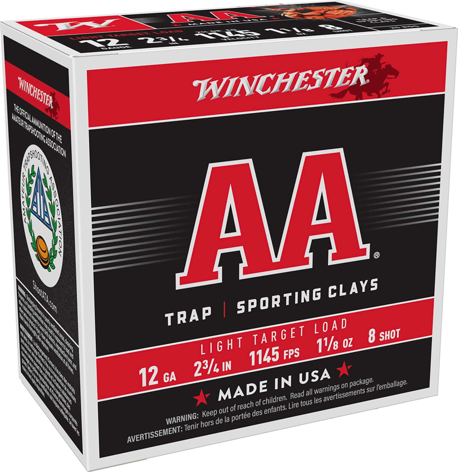 Winchester Ammo AA128 AA Light Target 12Gauge 2.75" 1 1/8oz 8Shot 25 Per Box/10 Case