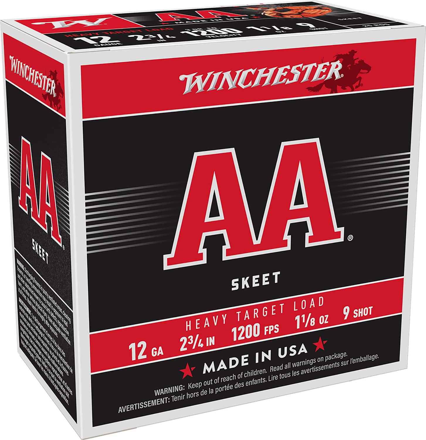 Winchester Ammo AAM129 AA Heavy 12Gauge 2.75" 1 1/8oz 9Shot 25 Per Box/10 Case