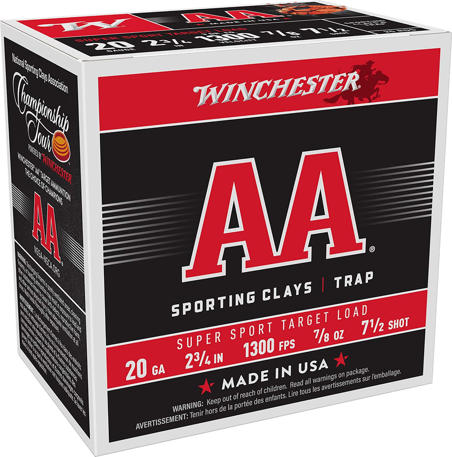 Winchester Ammo AASC207 AA Super Sport Sporting Clay 20Gauge 2.75" 7/8oz 7.5Shot 25 Per Box/10 Case