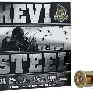 HEVI-Shot HS61222 HEVI-Steel 12Gauge 2.75" 1 1/8oz 2Shot 25 Per Box/10 Case