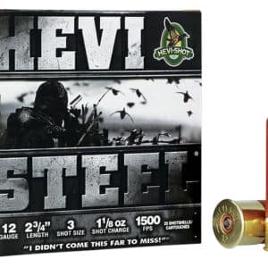 HEVI-Shot HS61223 HEVI-Steel 12Gauge 2.75" 1 1/8oz 3Shot 25 Per Box/10 Case