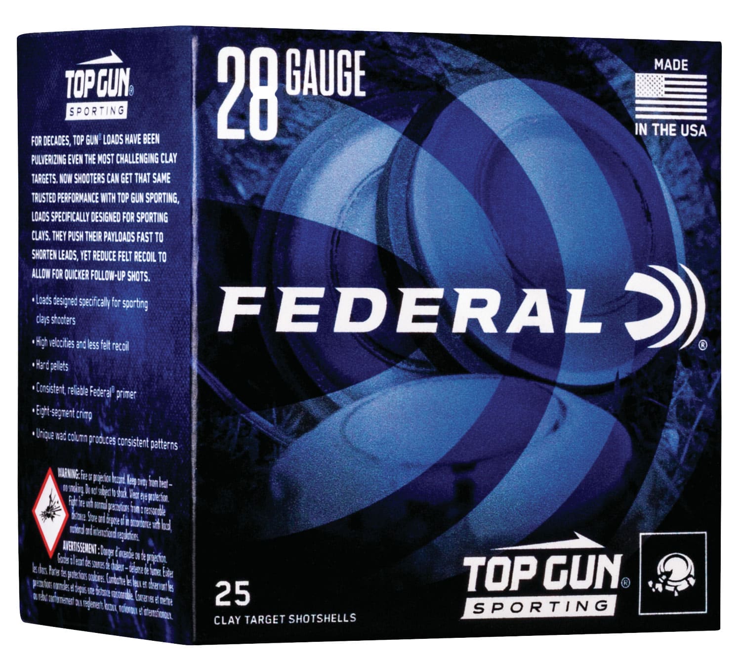 Federal TGS28219 Top Gun 28Gauge 2.75" 3/4oz 9Shot 25 Per Box/10 Case