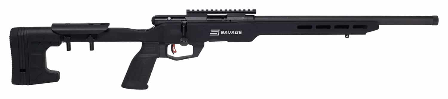 Savage Arms 70248 B22 Precision Full Size Bolt Action 22 LR 10+1 18" Barrel, Matte Black Metal Finish & Adjustable MDT ACC Aluminum Chassis Matte Black Stock