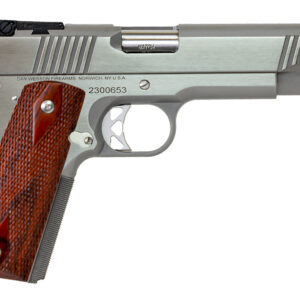 Dan Wesson 01943 Pointman 45 ACP Caliber with 5" Barrel, 8+1 Capacity, Overall Stainless Steel Finish, Beavertail Frame, Serrated Brushed Slide & Cocobolo Grip