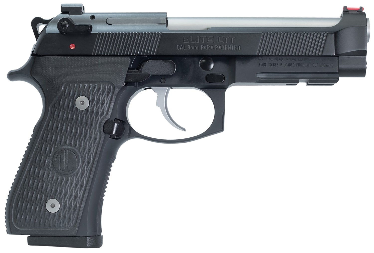 Langdon Tactical Tech LTT-92E-FSTJ 92 Elite LTT 9mm Luger Caliber with 4.70" Barrel, 15+1 Capacity, Overall Black Finish Steel, Picatinny Rail Frame, Serrated Slide, VZ/LTT G10 Grip & Trigger Job