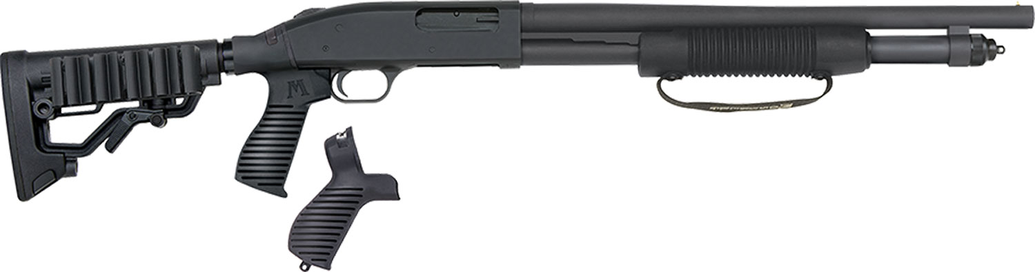 Mossberg 50691 590 Tactical 12 Gauge 6+1 3" 18.50" Cylinder Bore Barrel, Matte Blued Metal Finish, Dual Extractors, FLEX Component 6 Position Stock w/FLEX Pistol Grip & Recoil Pad