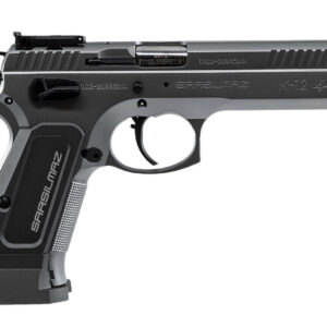 SAR USA K12STSP K12 Sport 9mm Luger 17+1 4.70" Stainless Target Crown Barrel, Stainless Steel Serrated Slide, Stainless Steel Frame w/Beavertail, Gray Polymer Grip, Right Hand