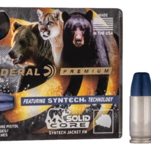 Federal P45SHC1 Premium 45ACP+P 240gr Solid Core Synthetic Flat Nose 20 Per Box/10 Case