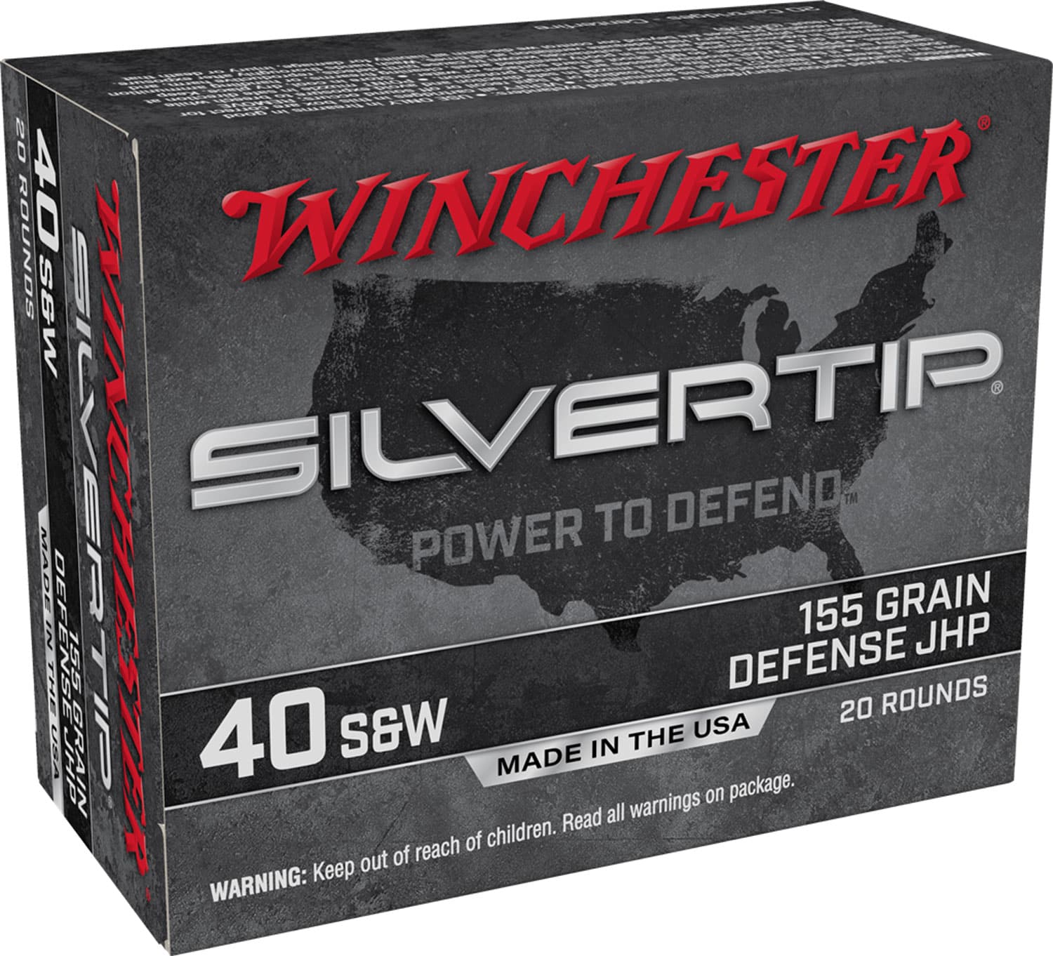 Winchester Ammo W40SWST Silvertip 40S&W 155gr Silvertip Jacket Hollow Point 20 Per Box/10 Case