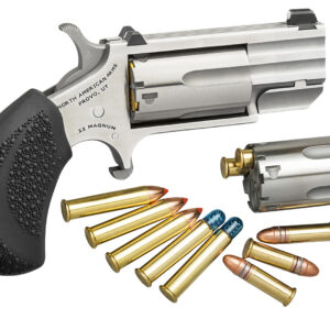 North American Arms PUGDC Pug Conversion 22 LR/22 WMR 5 Shot 1" Stainless Steel Barrel, Stainless Steel Frame, Stainless Cylinder, Black Rubber Grip, Exposed Hammer, XS White Dot Sight