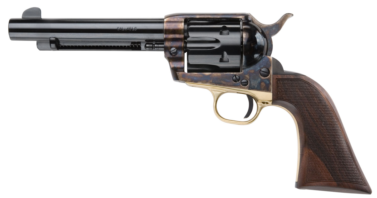 Pietta HF45ALC512NMCW 1873 Great Western II Alchimista II 45 Colt (Long Colt) 6rd 5.50" Blued Steel Barrel & Cylinder, Color Case Hardened Steel Frame, Checkered Walnut Army Grip, Exposed Hammer