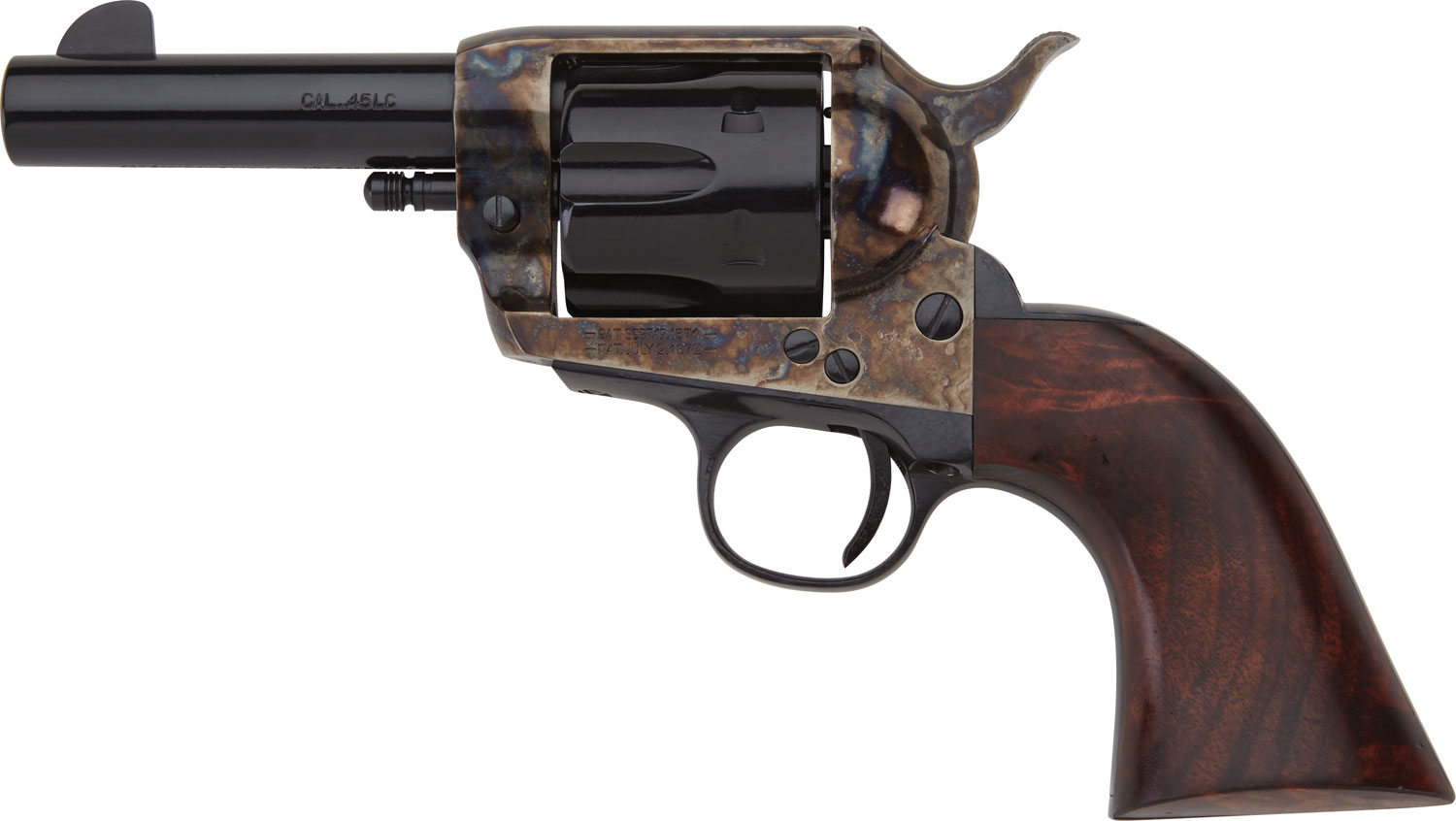 Pietta HF45CHS312NM 1873 Great Western II Sheriff 45 Colt (Long Colt) 6rd 3.50" Blued Steel Barrel & Cylinder, Color Case Hardened Steel Frame, Walnut Grip, Exposed Hammer