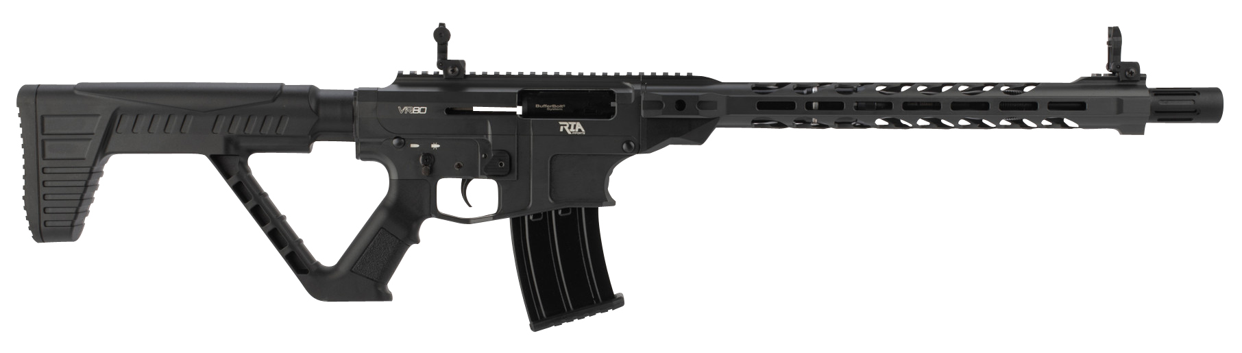 Rock Island VR80SMOKE VR80 12 Gauge 5+1 3" 20" Barrel, Exclusive Smoke Cerakote Finish, Aluminum Receiver, Model 4 Barrel Shroud, Synthetic Stock, Flip Up Front & Rear Sights