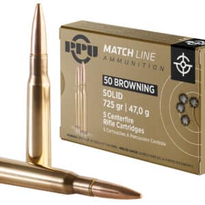 PPU PPM50 Match  50BMG 725gr Full Metal Jacket Solid 5 Per Box/20 Case