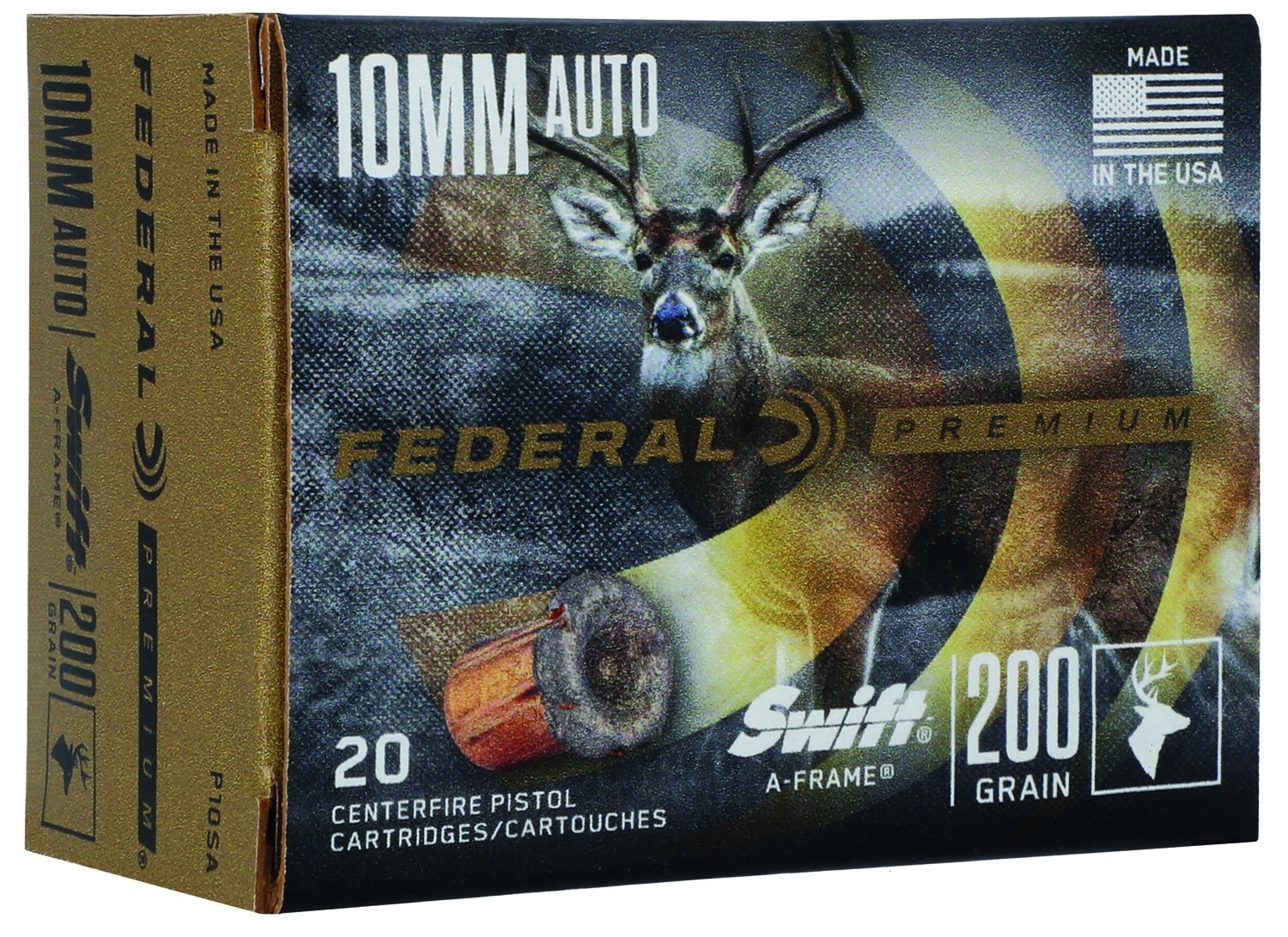 Federal P10SA Premium 10mmAuto 200gr Swift A Frame 20 Per Box/10 Case