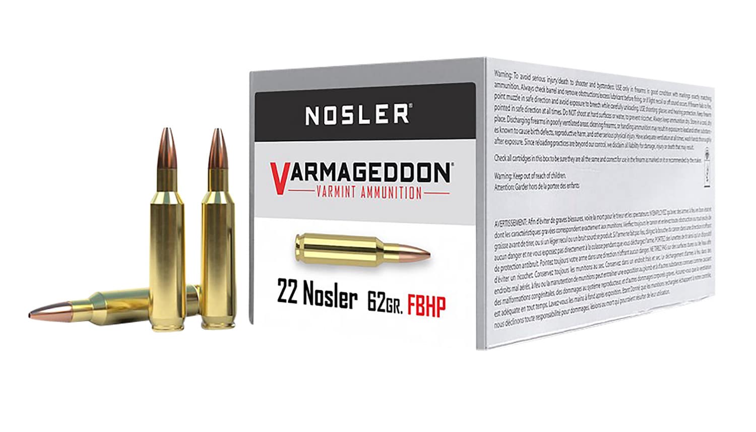 Nosler 65180 Varmageddon 22Nosler 62gr Flat Base Hollow Point 50 Per Box/5 Case