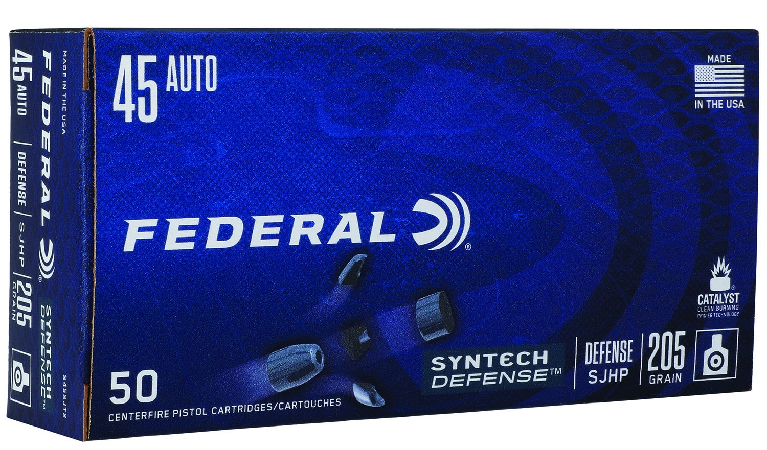 Federal S45SJT2 Syntech Defense 45ACP 205gr Segmented Jacketed Hollow Point 50 Per Box/10 Case