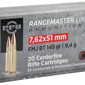PPU PPRM762 Rangemaster  7.62x51mmNATO 145gr Full Metal Jacket Boat Tail 20 Per Box/25 Case