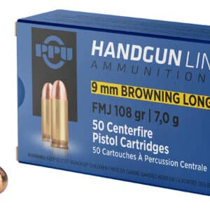 PPU PPH9BL Handgun 9mmBrowningLong 108gr Full Metal Jacket 50 Per Box/20 Case