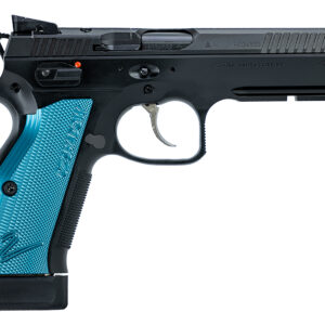 CZ-USA 91251 Shadow 2 Optics-Ready 9mm Luger 4.89" 19+1 Overall Black Finish with Inside Railed Steel with Optic Cut Slide, Blue Aluminum Grip, Non-Tilted Barrel & Picatinny Rail