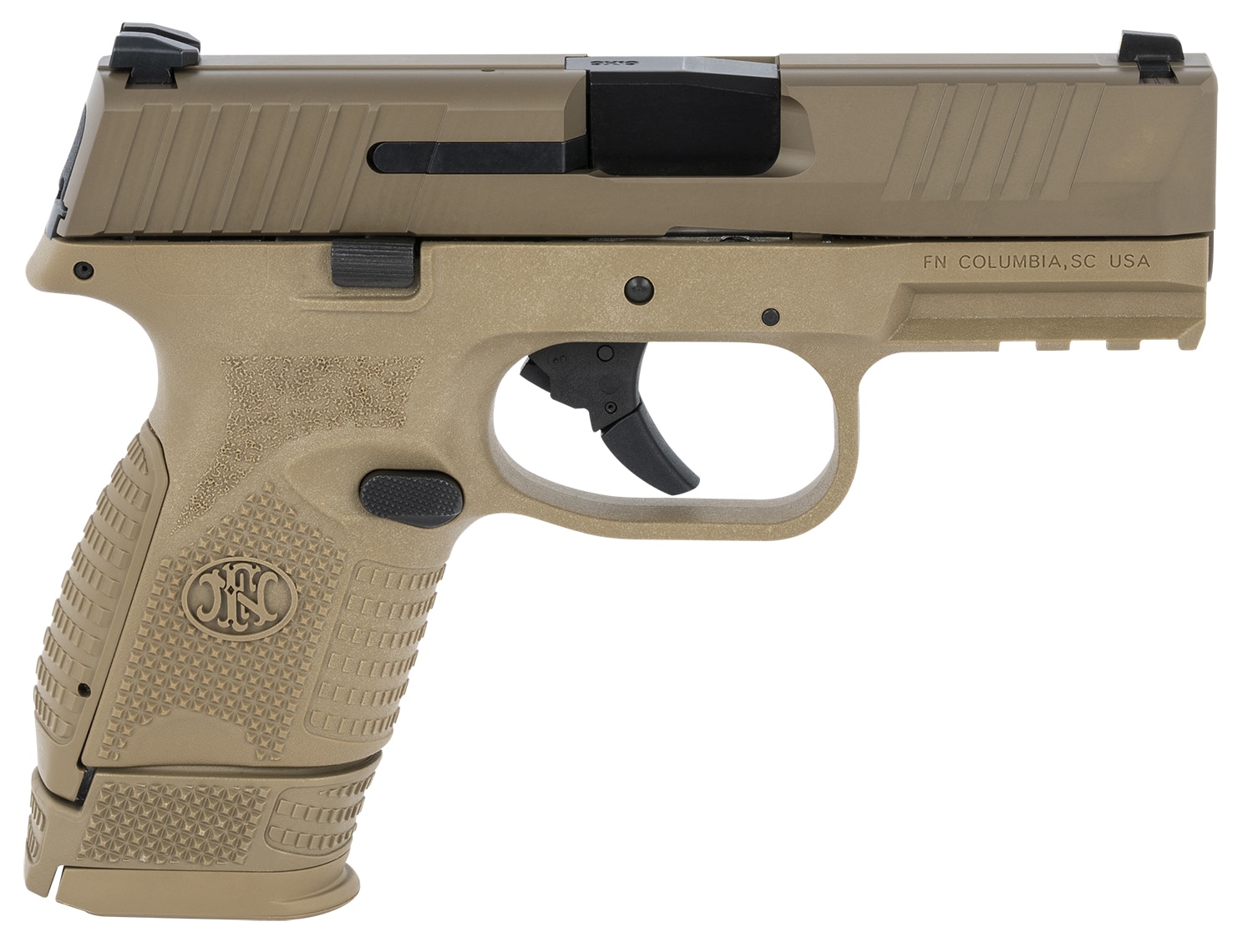 FN 66100818 509 Compact 9mm Luger 3.70" Barrel 12+1 Or 15+1, Flat Dark Earth Polymer Frame With Mounting Rail, Flat Dark Earth Stainless Steel Slide, No Manual Safety